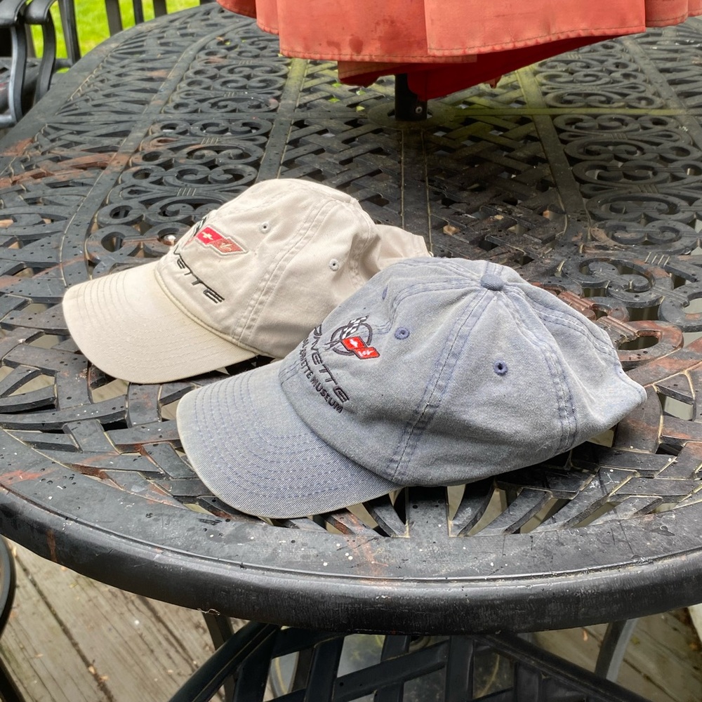 Two Corvette Logo Baseball Caps in Gray and Tan - Picture 2 of 6